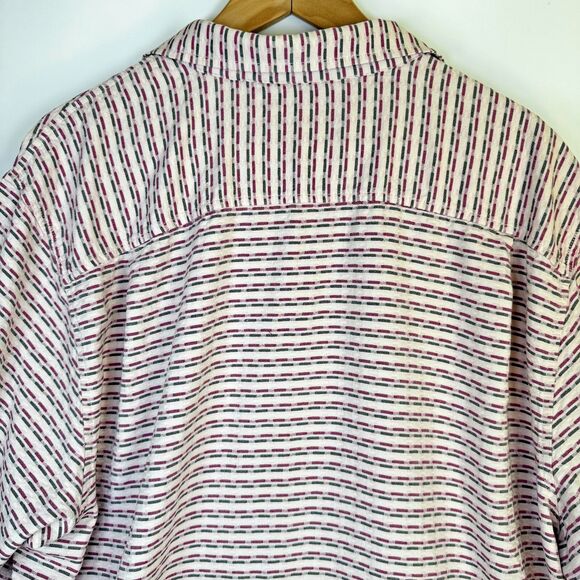 Tommy Bahama XXL Silk Shirt Pink Gray Striped Short Sleeve Button Front Resort - Picture 5 of 14
